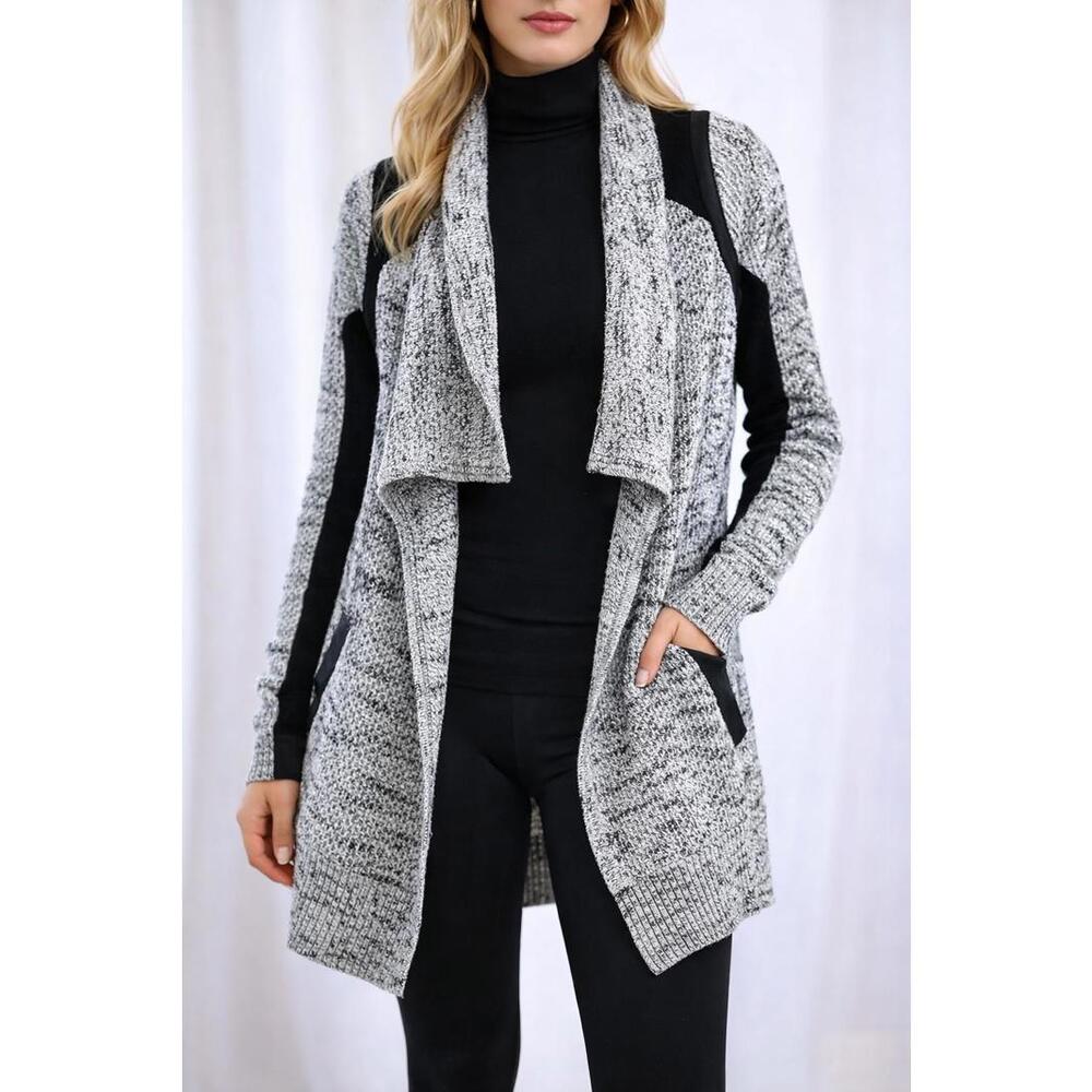 Line the‎ Label Leather Trim Cardigan - XS